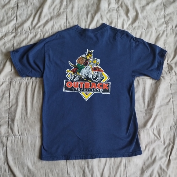 MEDIUM Outback Steakhouse Shirt Y2K Motorcycle Kangaroo Print - Picture 5 of 7